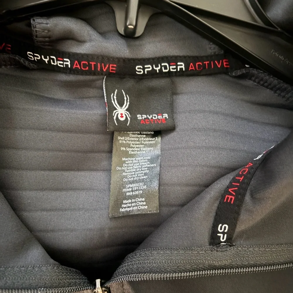 Spyder Active Men's Long Sleeve Stretch Full Zip Hoodie Jacket Black Size L New - Picture 9 of 13